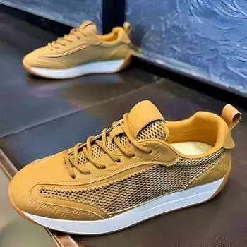 Men s shoes spring new casual trend dad shoes breathable youth canvas shoes platform sports mesh shoes 39 чёрный