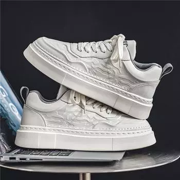 Men s shoes spring new little white shoes men s men s trendy versatile shoes comfortable Korean version of sports and leisure board shoes 39 бежевый