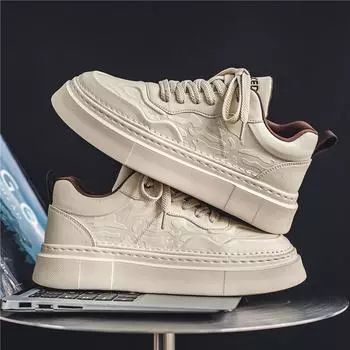 Men s shoes spring new little white shoes men s men s trendy versatile shoes comfortable Korean version of sports and leisure board shoes 39 бежевый