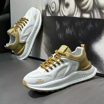 Men s Shoes Spring New Mesh Breathable 2025 Platform Sole Daddy Shoes Low Top Simple Versatile Casual Sneakers 39