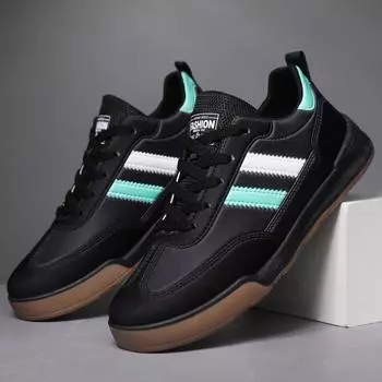 Men s shoes spring new sports shoes leather surface trend fashion board shoes versatile casual shoes white shoes Forrest Gump shoes 39 чёрный