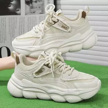 Men s shoes spring new thick-soled casual versatile sports shoes youth trendy with thick-soled heightening comfortable breathable dad shoes 39