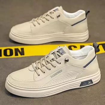 Men s shoes spring new versatile little white shoes men s casual board shoes breathable one pedal lazy waterproof leather shoes men 39