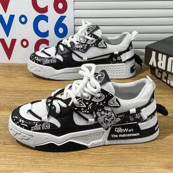 Men s shoes summer 2024 new mesh breathable niche design casual board shoes student platform versatile sports trendy shoes 39