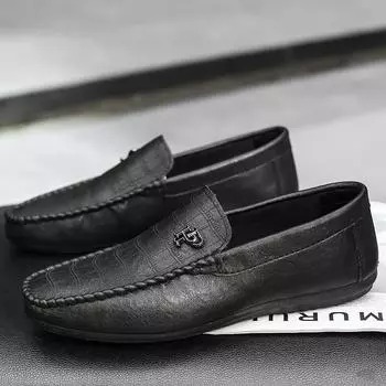 Men s shoes summer 2024 one-pedal men s shoes casual leather shoes men Doudou shoes men lazy driving 39