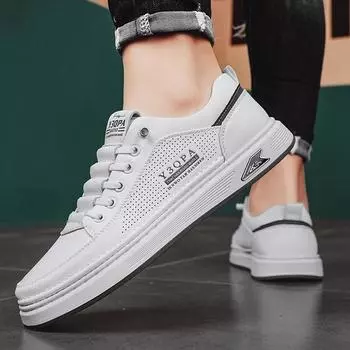 Men s shoes summer 2025 new breathable hollow sports and leisure board shoes men s low-top non-slip and wear-resistant commuting trendy shoes 39