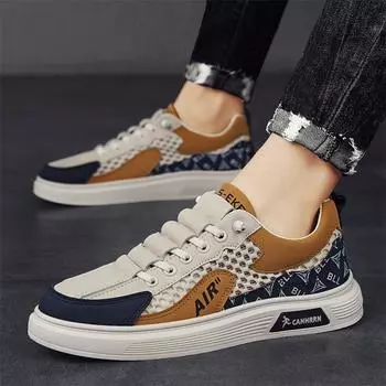 Men s shoes summer big net casual board shoes men s 2024 new trendy shoes youth fashion trend white shoes student 39