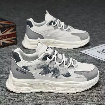 Men s shoes summer breathable 2024 new mesh sports and leisure shoes men s versatile platform dad ins trendy shoes 39