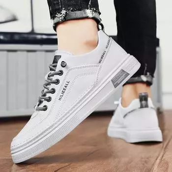 Men s shoes summer breathable casual leather shoes men lazy pedal autumn little white flat shoes personalized sports trendy shoes 39