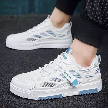 Men s shoes summer breathable casual shoes new mesh thin sports shoes men s board shoes trend versatile white shoes 39