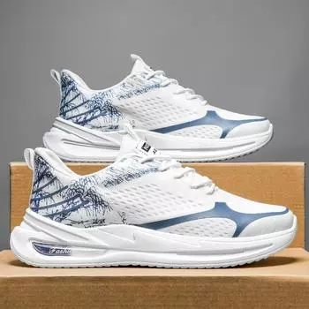 Men s shoes summer breathable fly-woven mesh thin casual sports shoes youth running soft-soled little white dad trendy shoes 39