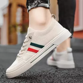 Men s shoes summer breathable fly-woven thin trendy shoes socks mouth lazy cloth shoes men s casual skateboard shoes 39 бежевый