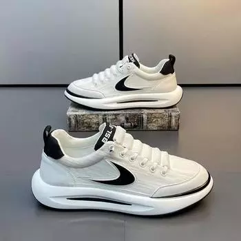 Men s shoes summer breathable ice silk board shoes platform versatile low-top shoes men s trend Forrest Gump shoes student youth white shoes 39