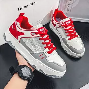 Men s shoes summer breathable mesh 2024 new youth versatile casual board shoes sports heightening platform white shoes 39