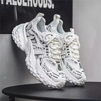 Men s shoes summer breathable mesh casual sports shoes men s autumn tire sole wear-resistant heightening dad trendy shoes spot 39
