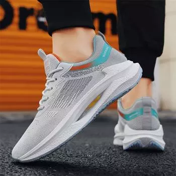 Men s shoes summer breathable mesh fly-woven running sports shoes teen comfortable soft sole leisure travel dad trendy shoes 39