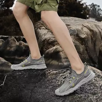 Men s shoes summer breathable mesh sneakers outdoor mountaineering mesh thin light wading creek mesh shoes large size 38