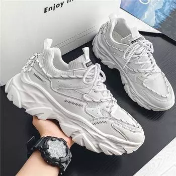 Men s shoes summer breathable mesh sneakers 2025 new casual platform running teen niche dad trendy shoes 39