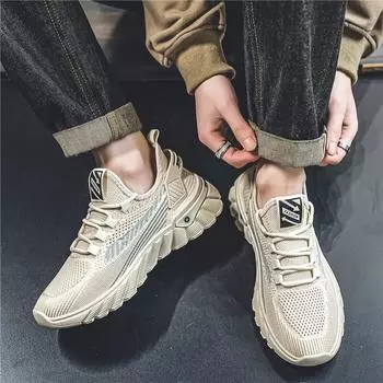Men s shoes summer breathable soft-soled fly-woven mesh sports running casual and lightweight men s coconut tide shoes 39 чёрный