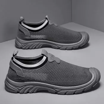 Men s shoes summer breathable thin mesh running mesh shoes men s casual one-pedal driving soft-soled lightweight sports shoes 39 серый