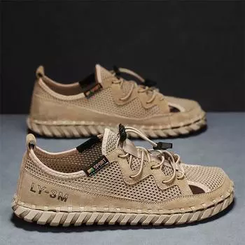 Men s shoes summer fly-woven hollow handmade casual shoes outer wear non-slip outdoor sports soft sole wading 23365Shoes 39 песочный