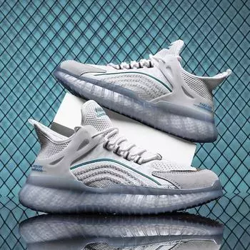 Men s shoes summer fly-woven mesh breathable thin sports and leisure versatile mesh shoes youth thick-soled heightening dad shoes 39 белый