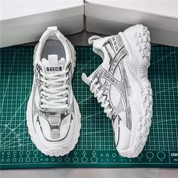 Men s shoes summer mesh breathable 2024 new sports and leisure men s running versatile height increase platform dad trendy shoes 39