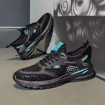 Men s shoes summer mesh breathable fly-woven mesh shoes men s running leisure sports thin lightweight beach mesh shoes 2024 39