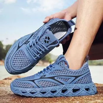 Men s shoes summer mesh breathable hollow wading mesh shoes men s new traceability casual sports shoes men s trendy shoes 39