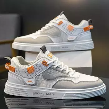 Men s shoes summer new big net breathable sports board shoes youth casual platform versatile trend board shoes white shoes 39