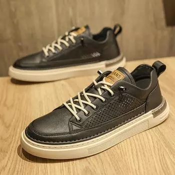 Men s shoes summer new breathable and versatile Korean version of trend board shoes men s mesh thin thick-soled non-slip casual trendy shoes 39 чёрный