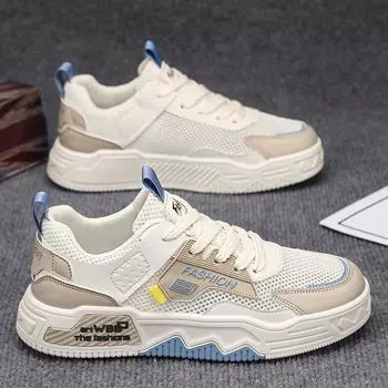 Men s shoes summer new breathable mesh thin men s trend versatile sports fashion platform flat heel casual board shoes 39