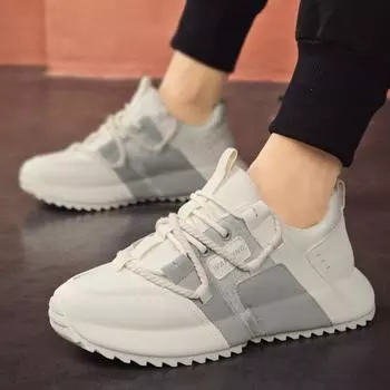 Men s shoes summer new casual breathable thick-soled heightening sports shoes lace-up low-top non-slip running men s dad shoes 39