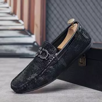 Men s shoes summer new Doudou shoes versatile wear-resistant soft-soled soft leather shoes trendy fashion business shoes men s shoes 39