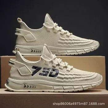 Men s shoes summer new fashion mesh comfortable breathable casual shoes student flying knitting sports shoes fashion versatile 39 чёрный
