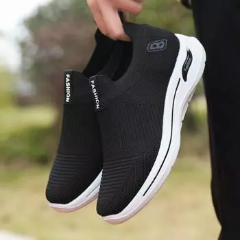 Men s shoes summer new fly-woven mesh breathable men s shoes soft sole sports breathable casual one-pedal cloth shoes 39 серый