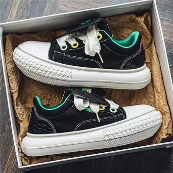 Men s shoes summer new low-top casual fashion little white board shoes men s thick-soled wear-resistant breathable big head shoes tide 39 чёрный