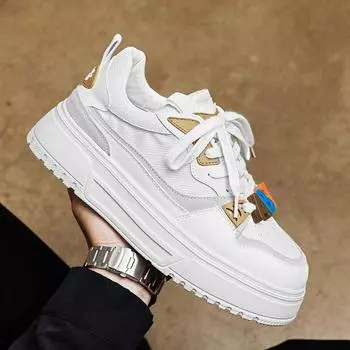 Men s shoes summer new niche trendy shoes men s platform white shoes men s breathable sports casual white board shoes 38