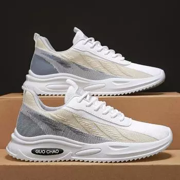 Men s shoes: summer thin, breathable mesh, fly-knit athleisure shoes, non-slip, wear-resistant, platform-soled niche work shoes 39