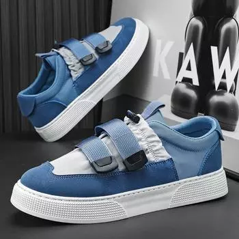 Men s shoes summer Velcro fashion board shoes elastic casual versatile lazy one pedal trend Forrest Gump shoes wear-resistant shoes 39