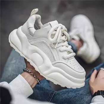 Men s shoes thick-soled wear-resistant and non-slip sports breathable casual height-increasing little white dad shoes men s spring and autumn youth tr 39