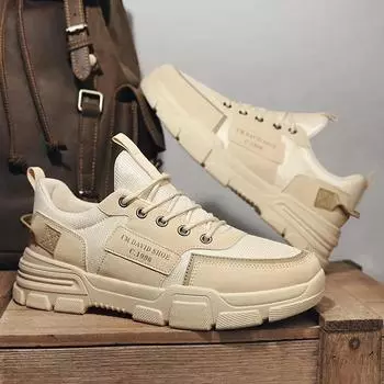 Men s Shoes Trend Mesh Casual Shoes for Men Trend Lace Up Man Sneakers Platform Working Men s Ankle Boots Zapatillas De Hombre 39 чёрный