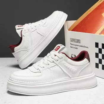 Мужская обувь Модная Высококлассная Белая обувь Спорт и Отдых Толстая подошва Увеличивающая рост Кожаные Кеды 39