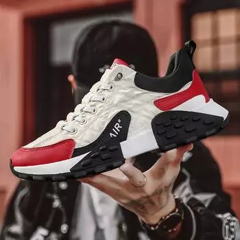 Men s shoes trendy lace-up casual sports shoes four seasons fashion dad shoes low-top foot cover thick-soled white shoes 39