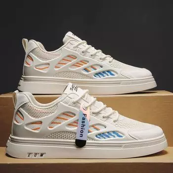 Men s shoes trendy mesh casual versatile sports shoes fashion Korean version low-top breathable board shoes 2025 New Year s summer 39