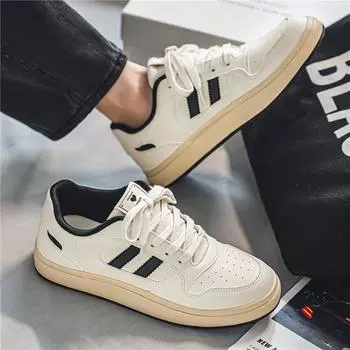 Men s shoes trendy shoes 2024 new spring and autumn sports board shoes men s versatile Hong Kong style moral training shoes niche design white shoes 39 бежевый