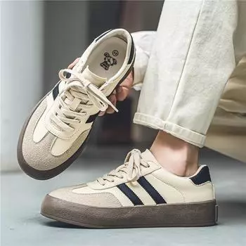 Men s shoes trendy shoes ins Internet celebrity explosion German training shoes boys retro versatile microfiber flats 39 чёрный