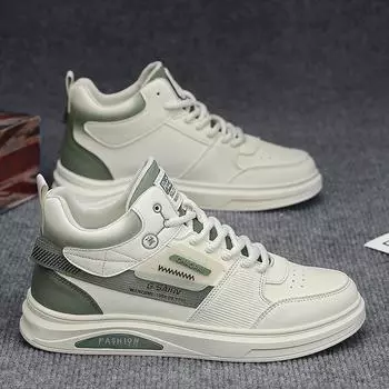 Men s shoes versatile 2025 new little white shoes breathable Korean version platform casual youth board shoes trend Internet celebrity skateboard shoe 39 зелёный