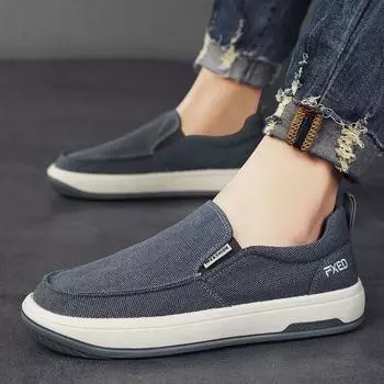 men s shoes versatile casual non-slip fashion board shoes canvas shoes one pedal lightweight breathable cloth shoes 39