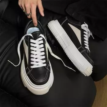 Men s shoes wind board shoes niche design platform round head leather shoes retro splicing casual shoes large size men s shoes 45 size 5710 39